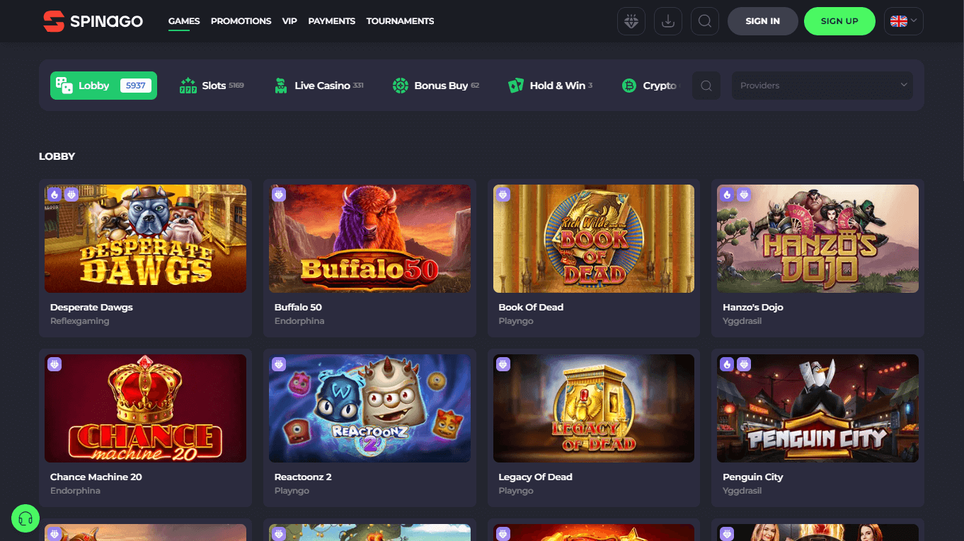 Spinago Casino – Live Casino Tables